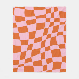 Retro Groovy Wavy Psychedelic Checkerboard Karo Y Fleecedecke