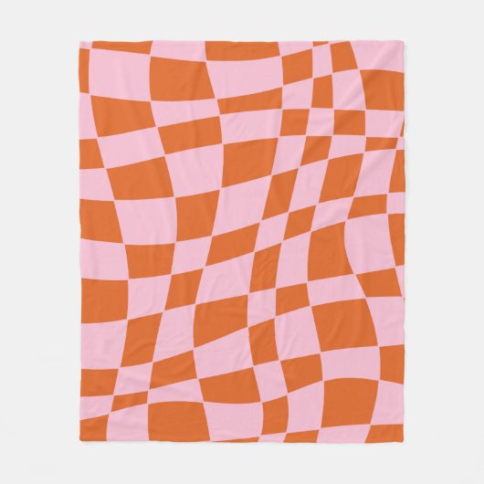 Retro Groovy Wavy Psychedelic Checkerboard Karo Y Fleecedecke (Vorderseite)
