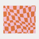 Retro Groovy Wavy Psychedelic Checkerboard Karo Y Fleecedecke (Vorderseite (Horizontal))