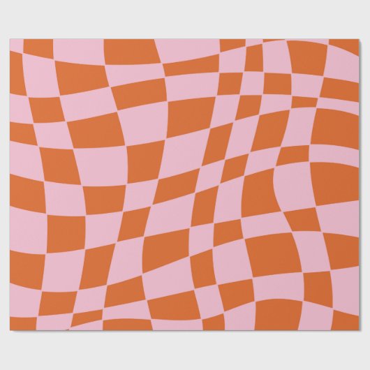 Retro Groovy Wavy Psychedelic Checkerboard Karo Y Geschenkpapier (Flach)