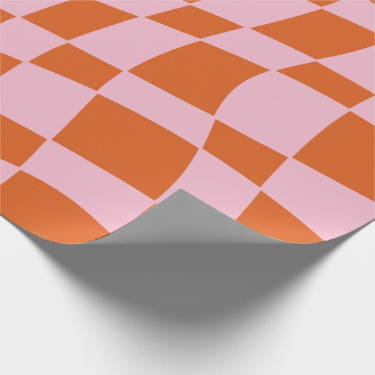 Retro Groovy Wavy Psychedelic Checkerboard Karo Y Geschenkpapier (Ecke)