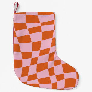 Retro Groovy Wavy Psychedelic Checkerboard Karo Y Kleiner Weihnachtsstrumpf