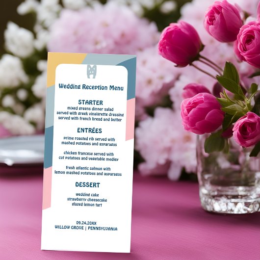 Retro Groovy Wedgemenü - Eine Reise nach Nostalgie Menükarte