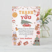 Retro Groovy Weihnachten Geburtstag Dankeschön Kar Dankeskarte (Stehend Vorderseite)