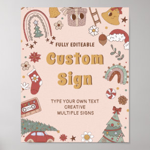 Retro Groovy Weihnachten Geburtstagsparty Tafelsch Poster