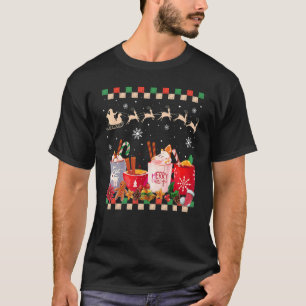 Retro Groovy Weihnachten Kaffee Heiße Schokolade W T-Shirt
