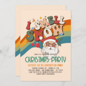 Retro Groovy Weihnachts Weihnachtsfeier Einladung (Vorne/Hinten)