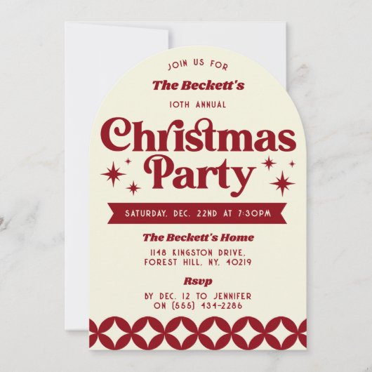 Retro Groovy Weihnachtsfeier Einladung (Vorderseite)