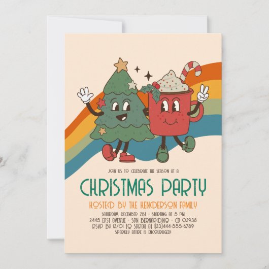 Retro Groovy Weihnachtsfeier Einladung (Vorderseite)