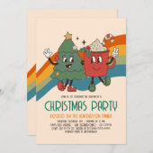 Retro Groovy Weihnachtsfeier Einladung (Vorne/Hinten)