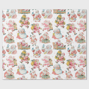 Retro Groovy Weihnachtsmann Thema Weihnachten Geschenkpapier