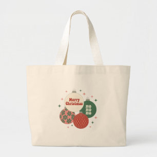 Retro Groovy Weihnachtsornament-Tragetasche Jumbo Stoffbeutel