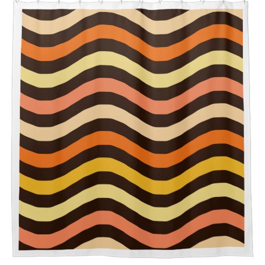 Retro Groovy Wellen Nahtloses Muster Duschvorhang (Vorderseite)
