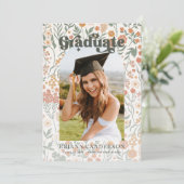 Retro Groovy Wildblume Arch Abschluss Foto Einladung (Stehend Vorderseite)