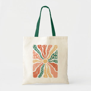 Retro Groovy Wildblume Sunburst Tragetasche