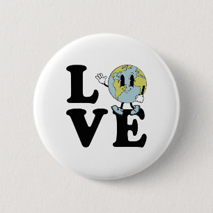 Retro Groovy World Liebe Earth Day Environmental Button