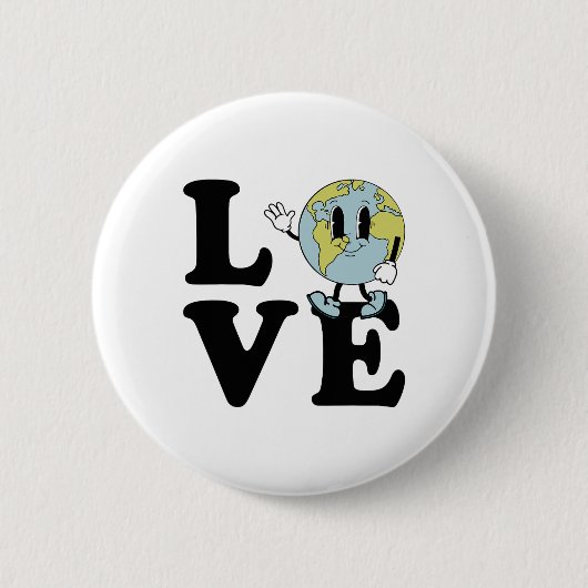 Retro Groovy World Liebe Earth Day Environmental Button (Vorderseite)