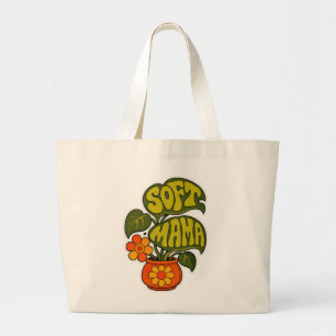 Retro Groovy Zimmerpflanze "Soft Mama" Typografie Jumbo Stoffbeutel