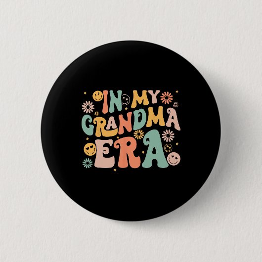 Retro Groovy zum Tag der Großmütter Button (Vorderseite)