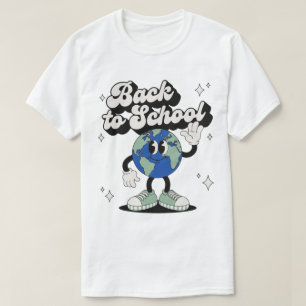 Retro Groovy Zurück zur Schule Winkender Globus-Ma T-Shirt