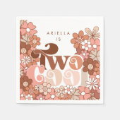 Retro Groovy Zwei Coole Girls 2. Geburtstag Serviette (Vorderseite)