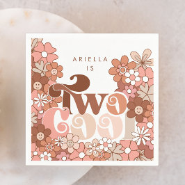 Retro Groovy Zwei Coole Girls 2. Geburtstag Serviette