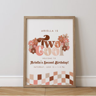 Retro Groovy Zwei Coole Girls 2. Geburtstag Willko Poster