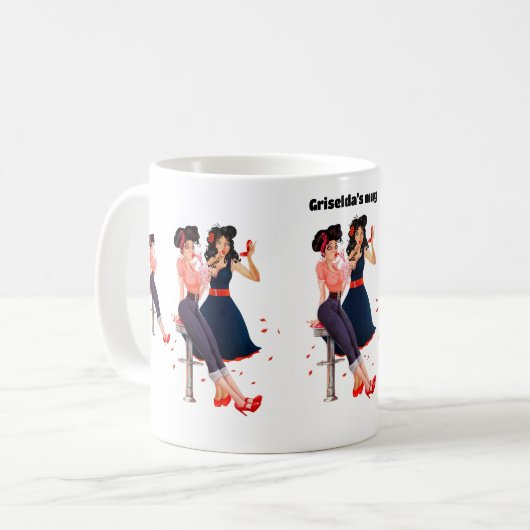 Retro Groovys, glamouröse Mädchen Kaffeetasse (Vorderseite Links)