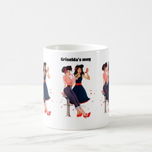 Retro Groovys, glamouröse Mädchen Kaffeetasse (Mittel)