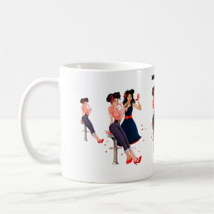 Retro Groovys, glamouröse Mädchen Kaffeetasse
