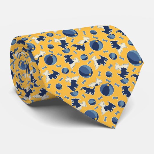 Retro große gelbe Terrier-Krawatte Scotts Krawatte (Gerollt)