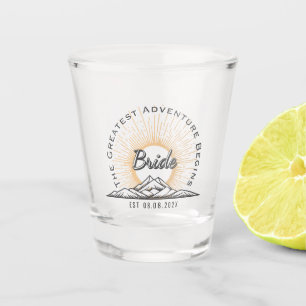 Retro Größtes Abenteuer Beginnt Braut Andenken Schnapsglas