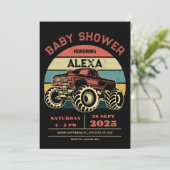 Retro Großwagen Baby Dusche Einladung (Stehend Vorderseite)