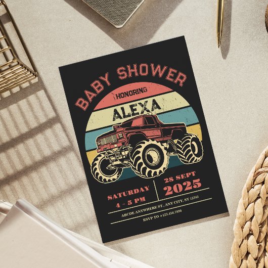 Retro Großwagen Baby Dusche Einladung