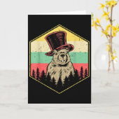 Retro Groundhog Day Süßer Waldmurmeltier Groundhog Karte (Gelbe Blume)