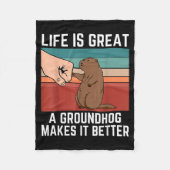 Retro Groundhog Life Is Great A Groundhog Makes It Fleecedecke (Vorderseite)