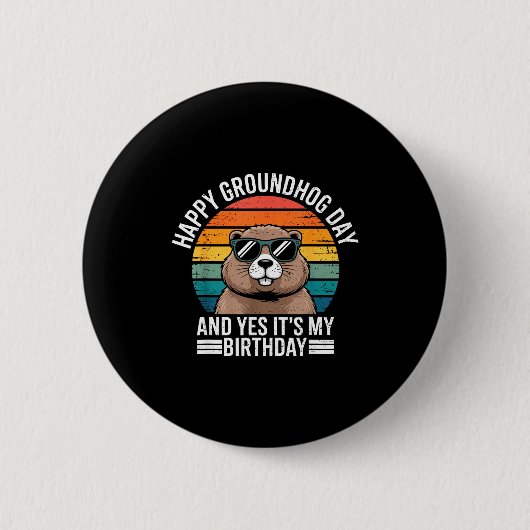 Retro Groundhog Singles Geburtstag Vintage Lustig Button (Vorderseite)
