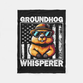 Retro Groundhog Whisperer Funny Woodchuck Groundho Fleecedecke