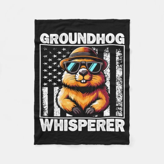 Retro Groundhog Whisperer Funny Woodchuck Groundho Fleecedecke (Vorderseite)