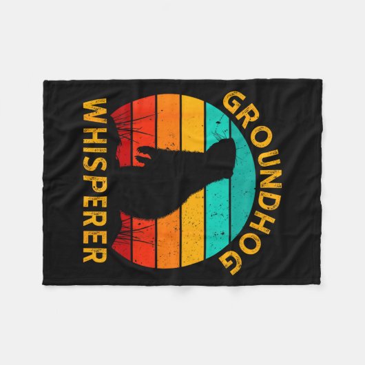 Retro Groundhog Whisperer Groundhog Day Woodchuck Fleecedecke (Vorderseite (Horizontal))