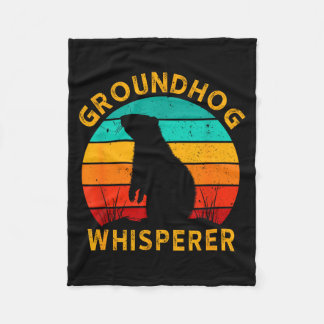 Retro Groundhog Whisperer Groundhog Day Woodchuck  Fleecedecke