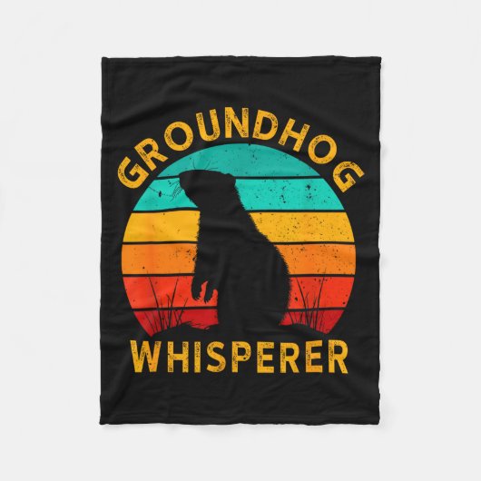 Retro Groundhog Whisperer Groundhog Day Woodchuck Fleecedecke (Vorderseite)