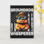 Retro Groundhog-Wisperer Lustiger Waldmurmeltier-T Karte (Gelbe Blume)