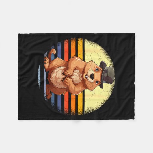 Retro Groundhog Woodchuck Animal Lover Funny Groun Fleecedecke (Vorderseite (Horizontal))
