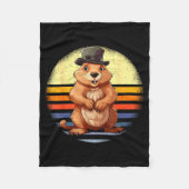 Retro Groundhog Woodchuck Animal Lover Funny Groun Fleecedecke (Vorderseite)