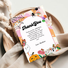 Retro Grovvvy Halloween Geburtstag Dankeschön Kart Ankündigung