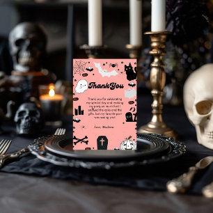 Retro Grovvvy Halloween Geburtstag Dankeschön Kart Ankündigung