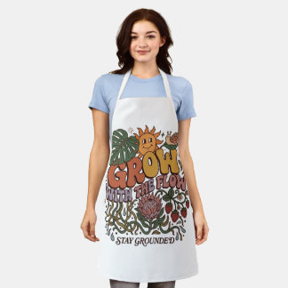 Retro Grow With The Flow Gardening Apron | Boho Fl Schürze