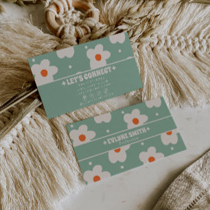 Retro Grün 70er Jahre Groovy Floral Boho Einzigart Visitenkarte