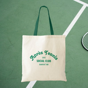 Retro Grün Après Tennis Social Club Grüner Griff Tragetasche
